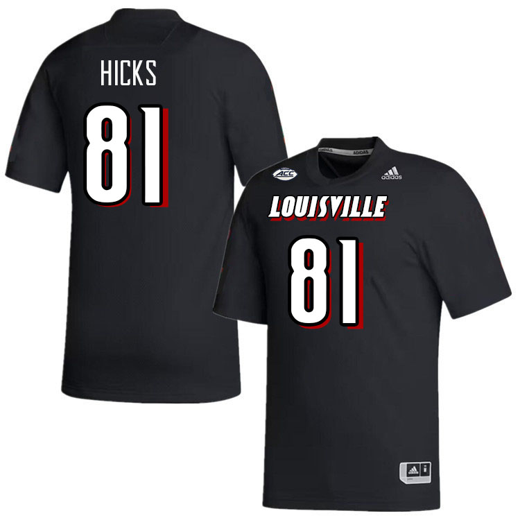 Men #81 Cataurus Hicks Louisville Cardinals College Football Jerseys Stitched-Black